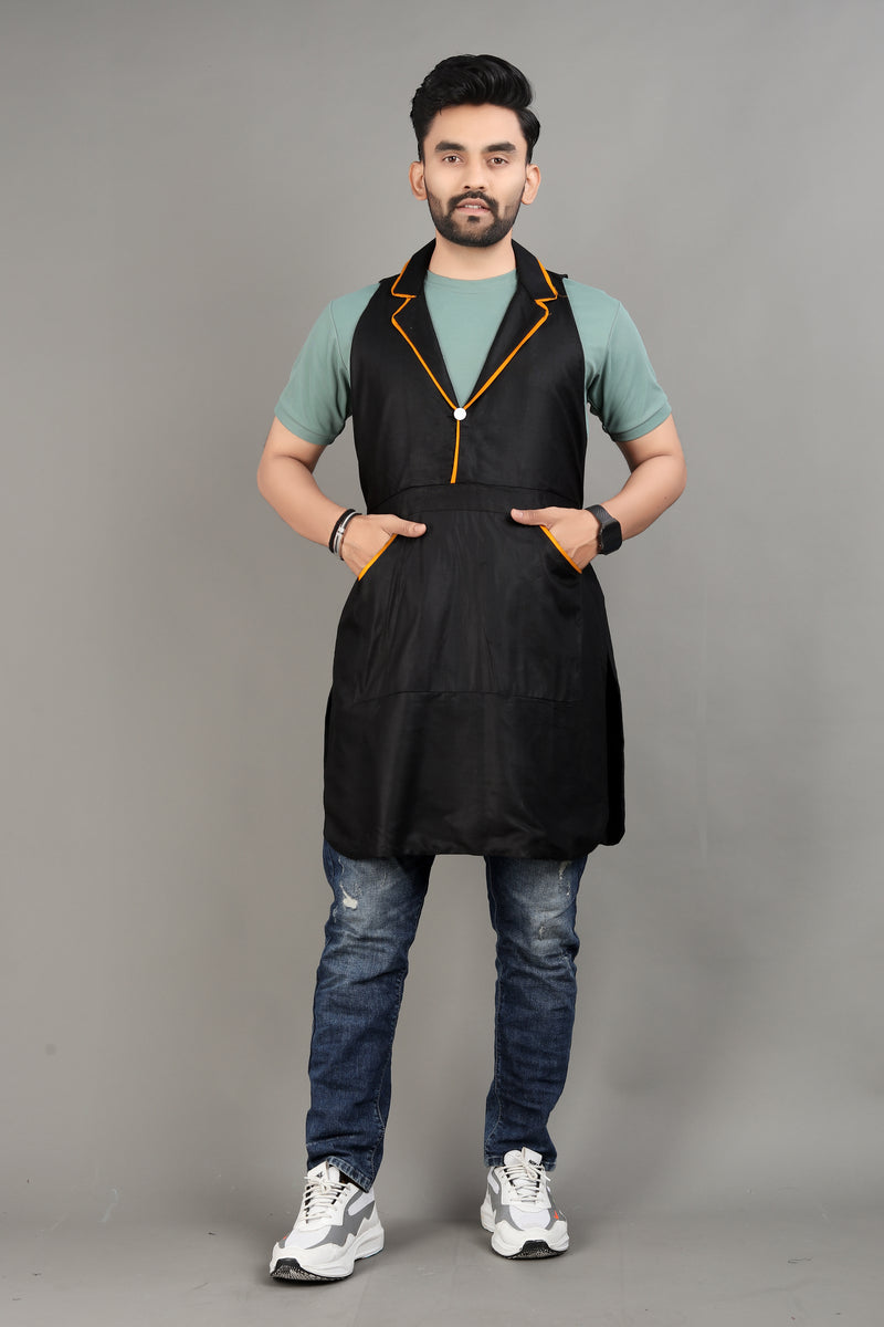 Men’s Stylish Black Apron Durable Cotton Cooking Apron with Pockets Functional Modern Apron by The Culture Ethnic