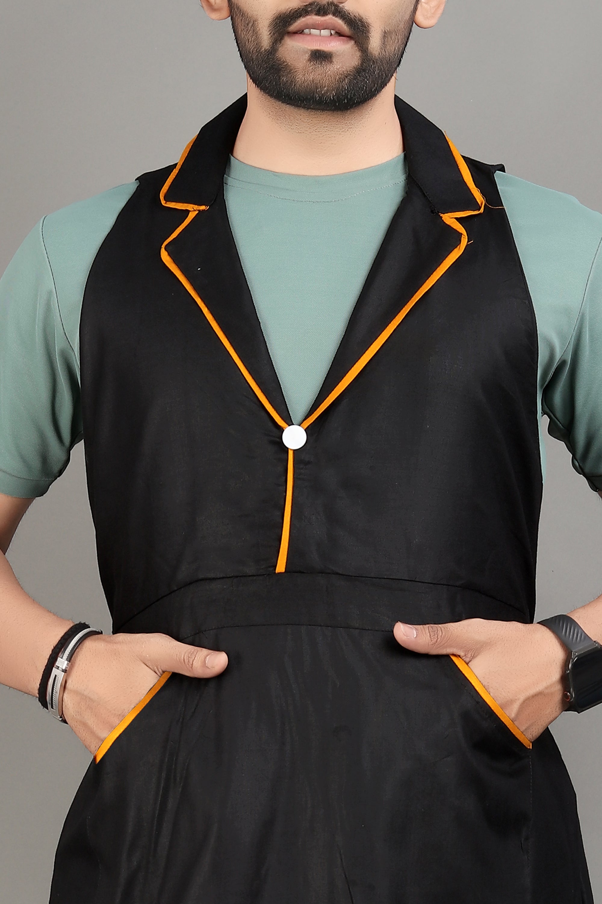 Men’s Stylish Black Apron Durable Cotton Cooking Apron with Pockets Functional Modern Apron by The Culture Ethnic