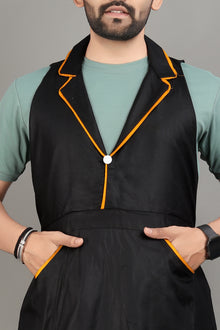 Men’s Stylish Black Apron Durable Cotton Cooking Apron with Pockets Functional Modern Apron by The Culture Ethnic