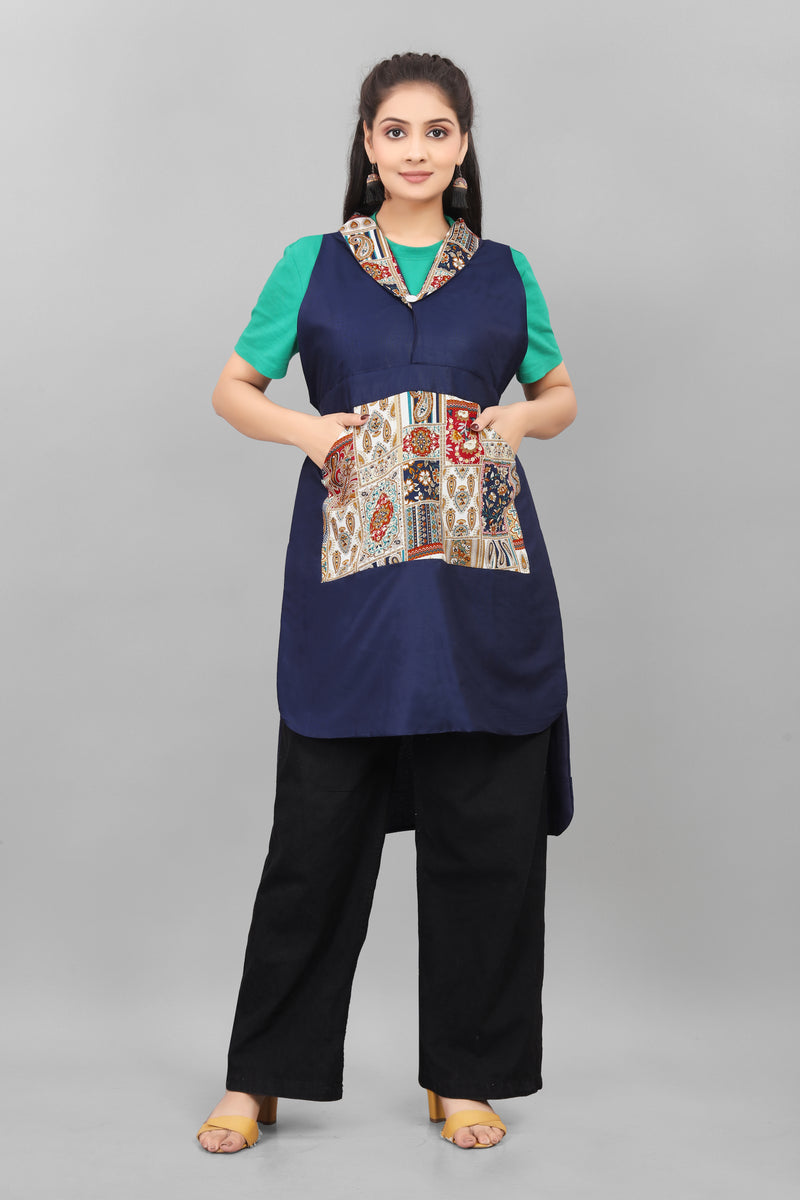 Blue Apron for Women Elegant Floral Kitchen Apron in Soft Cotton Blend Stylish Comfortable Cooking Wear by The Culture Ethnic