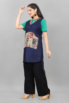 Blue Apron for Women Elegant Floral Kitchen Apron in Soft Cotton Blend Stylish Comfortable Cooking Wear by The Culture Ethnic