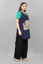 Blue Apron for Women Elegant Floral Kitchen Apron in Soft Cotton Blend Stylish Comfortable Cooking Wear by The Culture Ethnic