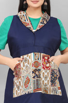 Blue Apron for Women Elegant Floral Kitchen Apron in Soft Cotton Blend Stylish Comfortable Cooking Wear by The Culture Ethnic