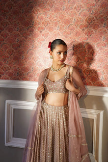 Premium Organza Silk Embroidered Lehenga with Heavy Jari & Sequins 3.5 Mtr Flair, Semi-Stitched