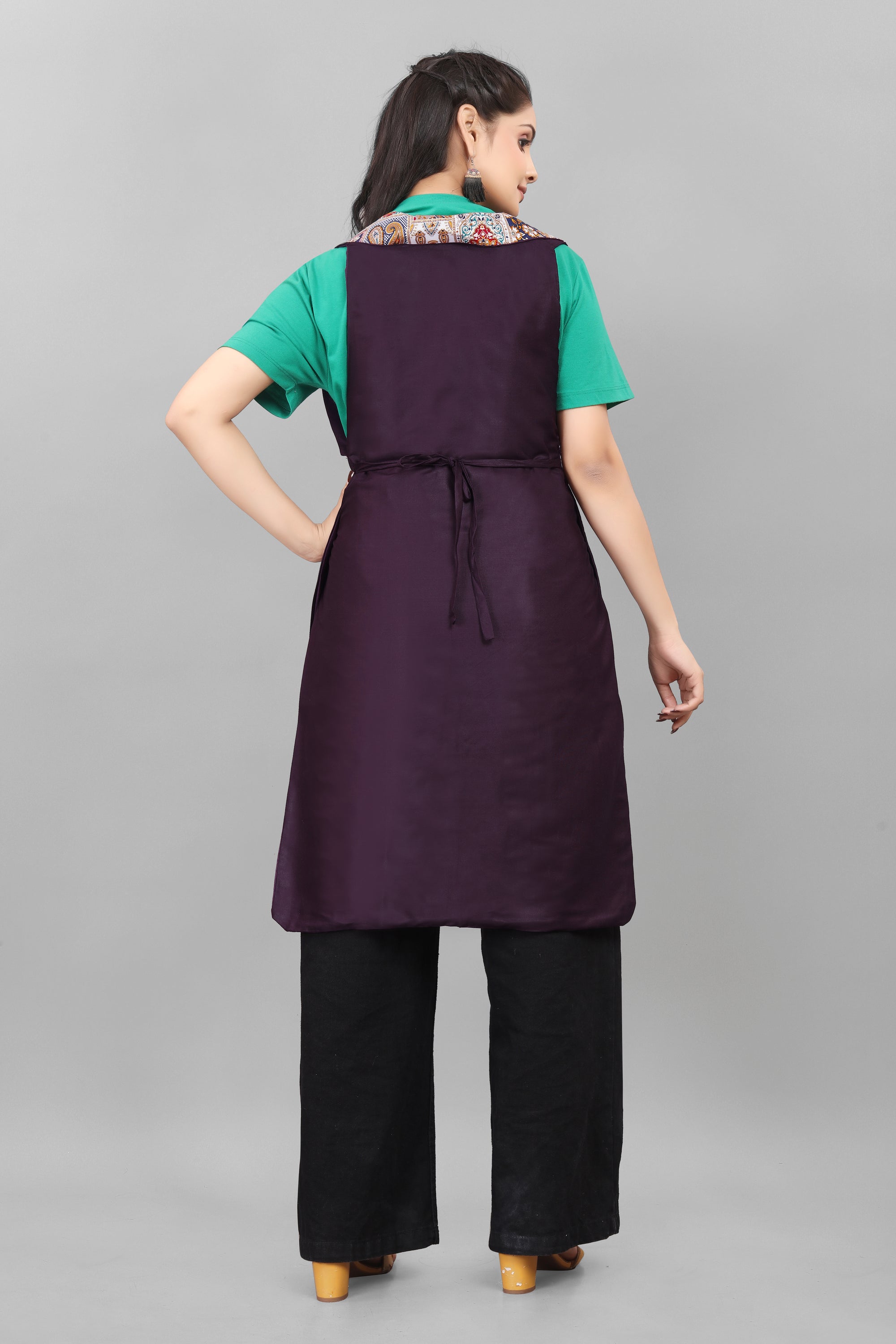 Purple Apron for Women Elegant Floral Cotton Apron with Pocket Stylish Comfortable Kitchen Wear by The Culture Ethnic