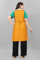 Yellow Floral Apron for Women Soft Cotton Blend, V neck, Front Pocket The Culture Ethnic