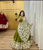 Malai Satin Silk Lehenga with Digital Print & Real Mirror Work Semi Stitched