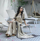 Beige Silk Salwar Suit with Black Embroidery Detailing