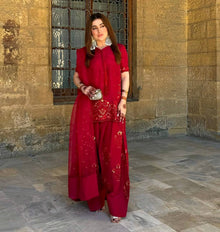 Designer Deep Red Embroidered Salwar Suit for Women