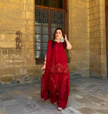 Designer Deep Red Embroidered Salwar Suit for Women