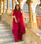 Designer Deep Red Embroidered Salwar Suit for Women