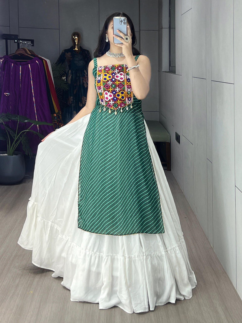 Green Traditional Navratri Lehenga Choli Set