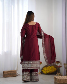 Maroon Embroidered Salwar Suit for Weddings & Parties