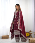 Maroon Embroidered Salwar Suit for Weddings & Parties
