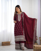 Maroon Embroidered Salwar Suit for Weddings & Parties