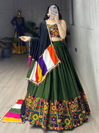 Multicolor Floral Patchwork Lehenga Choli with Black Dupatta