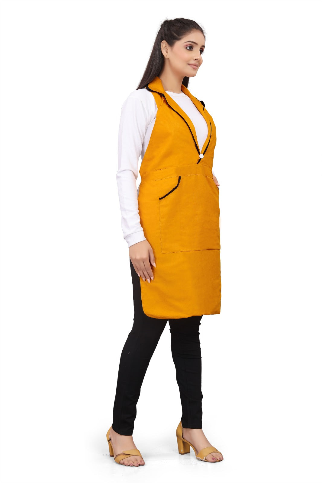 Mustard Yellow Combo 2 Sleeveless Women’s Overcoat Apron