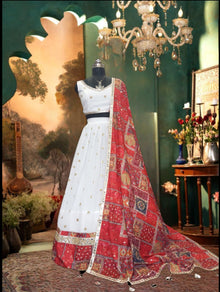 Premium Georgette Lehenga with Digital Print, Heavy Sequins Foil Mirror Work