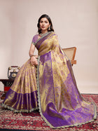 Golden & Purple Banarasi Silk Saree Traditional Wedding & Festive Wear