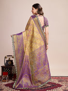 Golden & Purple Banarasi Silk Saree Traditional Wedding & Festive Wear