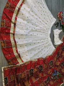 Premium Georgette Lehenga with Digital Print, Heavy Sequins Foil Mirror Work