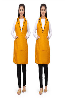 Mustard Yellow Combo 2 Sleeveless Women’s Overcoat Apron