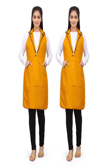 Mustard Yellow Combo 2 Sleeveless Women’s Overcoat Apron