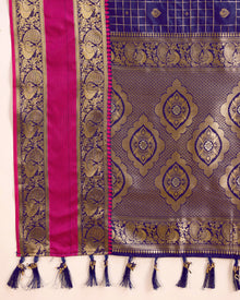 Deep Blue Pure Silk Saree with Meenakari Weaving & Rich Contrast Pallu Bridal  Wear