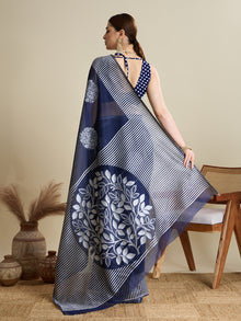 Deep Blue Soft Silk Saree with Rich Zari Lining Border & Butti Blouse Bridal  Festive Weaving Saree