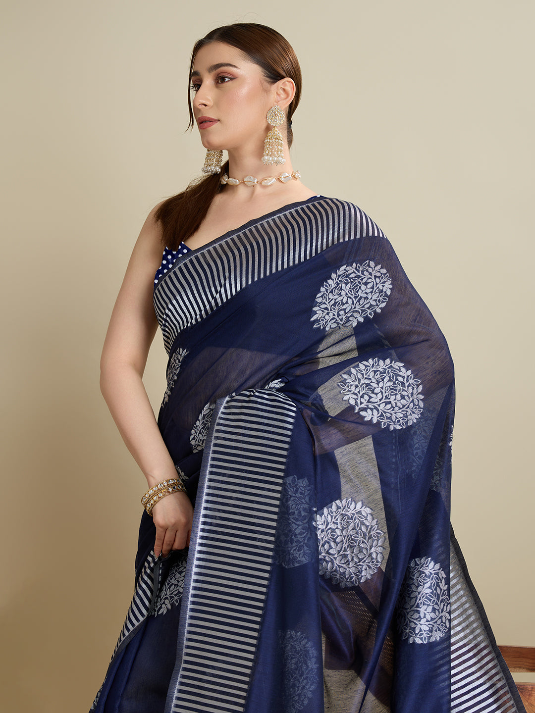 Deep Blue Soft Silk Saree with Rich Zari Lining Border & Butti Blouse Bridal  Festive Weaving Saree