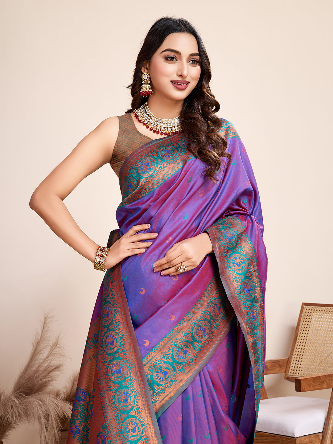 Deep Pink Jacquard Saree with Pure Zari Work  Vibrant Weaving Bridal & Traditional Look