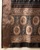 Black Jacquard Silk Saree with Sona Chandi Zari & Pure 3 Zari Floral Weaving