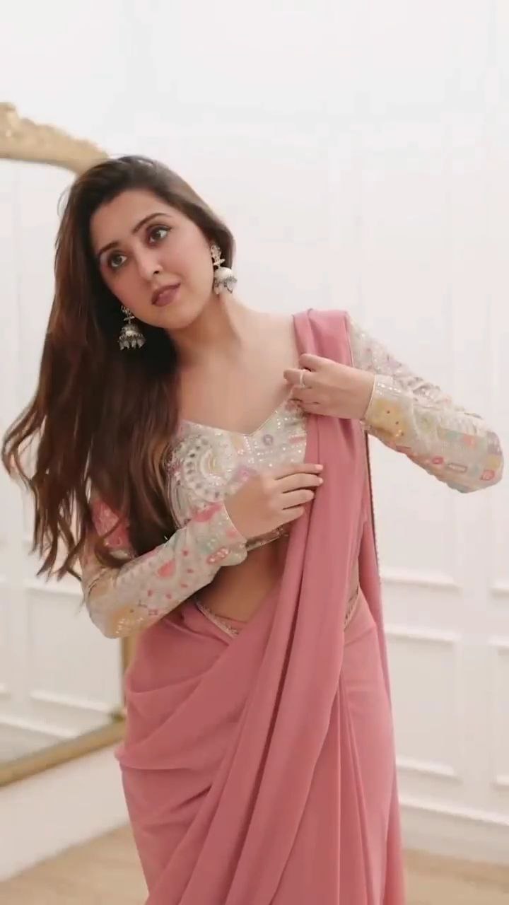 Elegant Dusty Pink Designer Saree with Embroidered Blouse Soft Georgette Partywear Saree