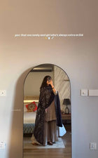 Elegant Grey Sharara Suit with Black Dupatta Eid and Party Wear Outfit