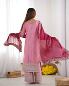 Elegant Pink Mirror Work Kurta Set with Maroon Dupatta Festive & Wedding Wear