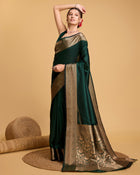 Pure Green Silk Saree with Rich Pallu & All Over Weaving Wedding Festive Special
