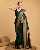 Pure Green Silk Saree with Rich Pallu & All Over Weaving Wedding Festive Special