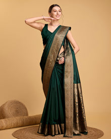 Pure Green Silk Saree with Rich Pallu & All Over Weaving Wedding Festive Special