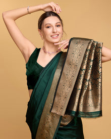 Pure Green Silk Saree with Rich Pallu & All Over Weaving Wedding Festive Special