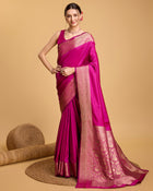 Pure Pink Silk Saree with All Over Weaving Rich Pallu  Wedding & Festive Look