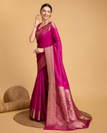 Pure Pink Silk Saree with All Over Weaving Rich Pallu  Wedding & Festive Look