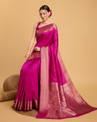 Pure Pink Silk Saree with All Over Weaving Rich Pallu  Wedding & Festive Look