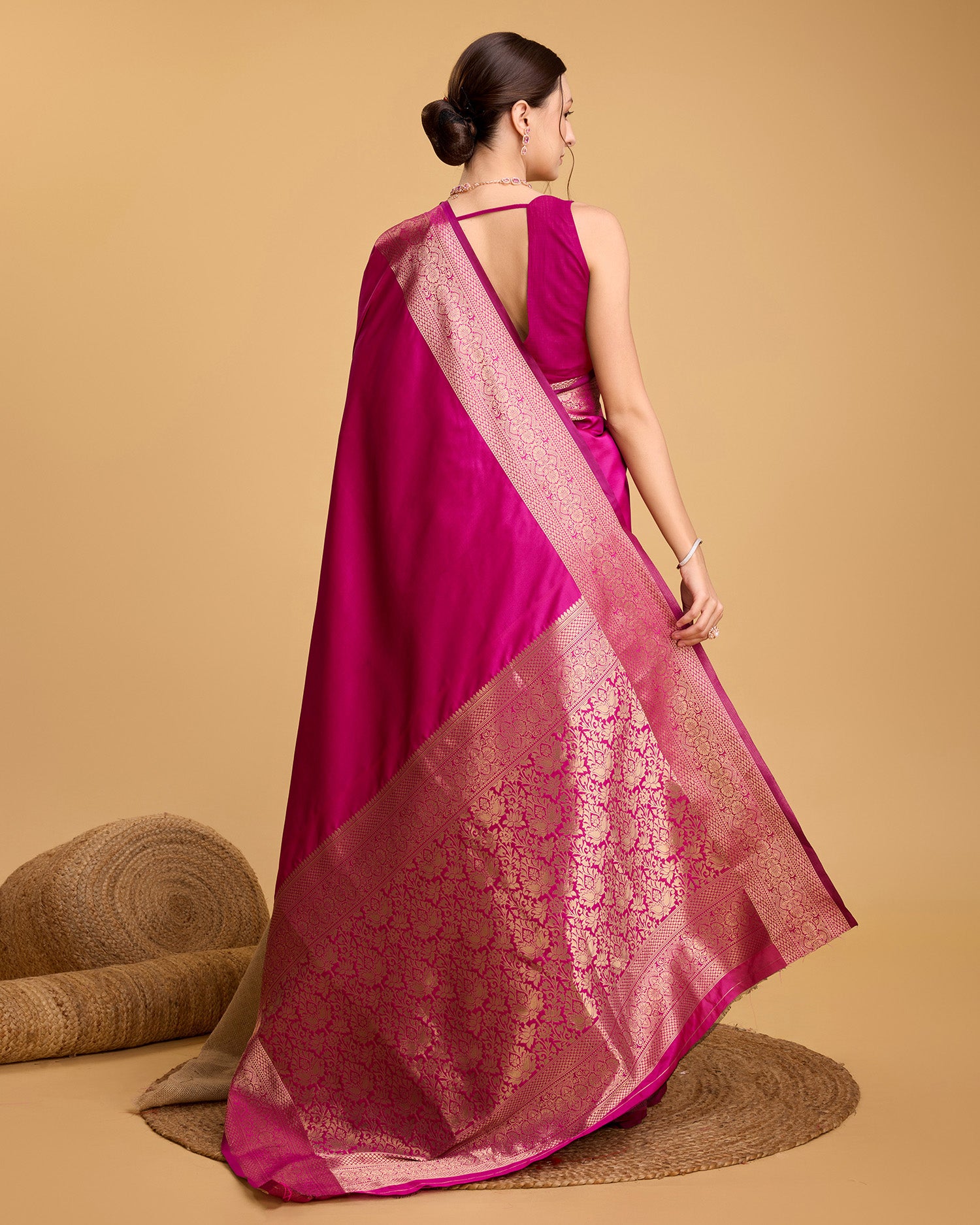 Pure Pink Silk Saree with All Over Weaving Rich Pallu  Wedding & Festive Look