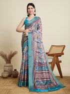 Elegant Semi Cotton Saree with Zari Border & All-Over Butti Contrast Blouse Included