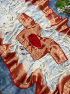 Beige Net Saree with Silver Sequin Embroidery for Parties