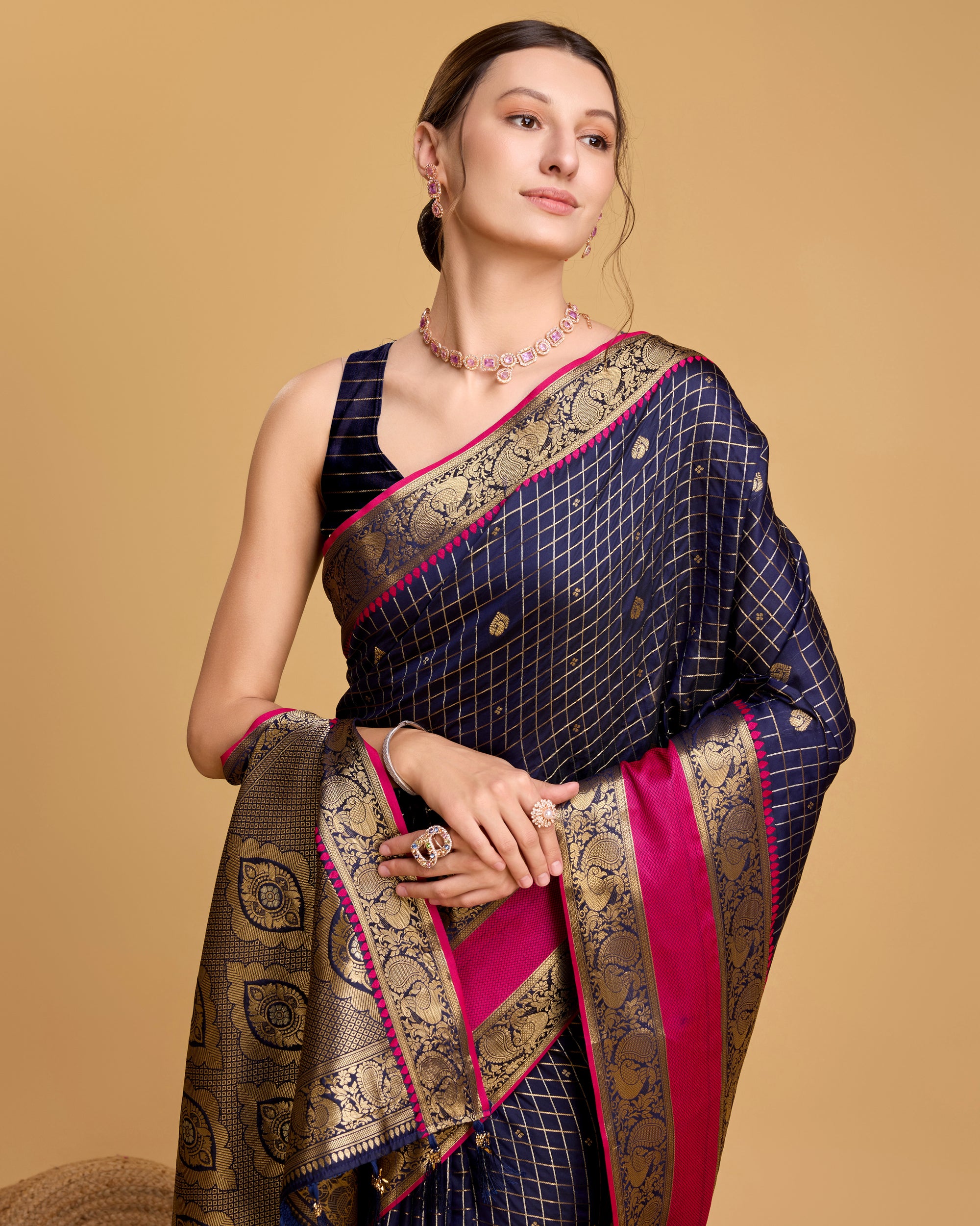 Gray Blue Pure Silk Saree with Meenakari Weaving and Rich Pallu Festive Wear