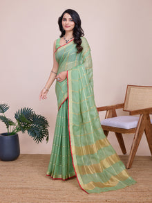 Green Kota Doriya Soft Silk Saree Semi Cotton Saree for Wedding and Festive Wear