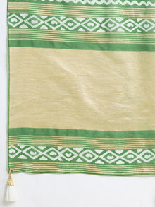 Green Semi Cotton Saree with Sequence Weaving Jari Pallu Printed Saree with Blouse