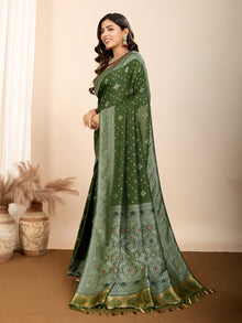 Pure Green Silk Saree with Mina Kari Weaving and Rich Pallu Traditional Wedding Wear