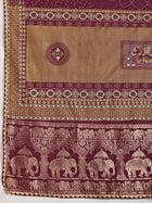 Maroon Cotton Saree with Foil Border & Table Print Contrast Blouse for Festive Wear